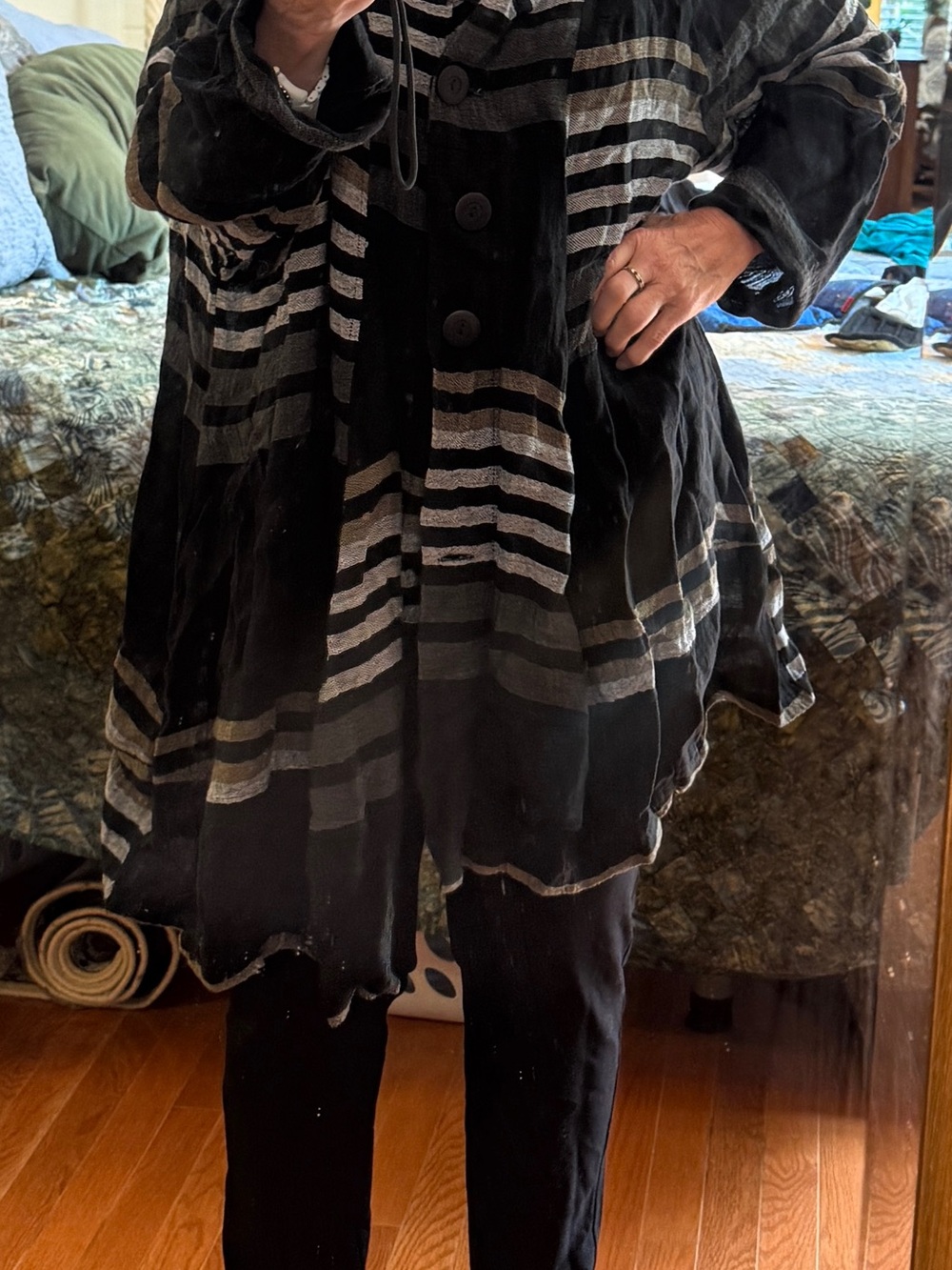 Transparente Black Jacket with Silver Stripes